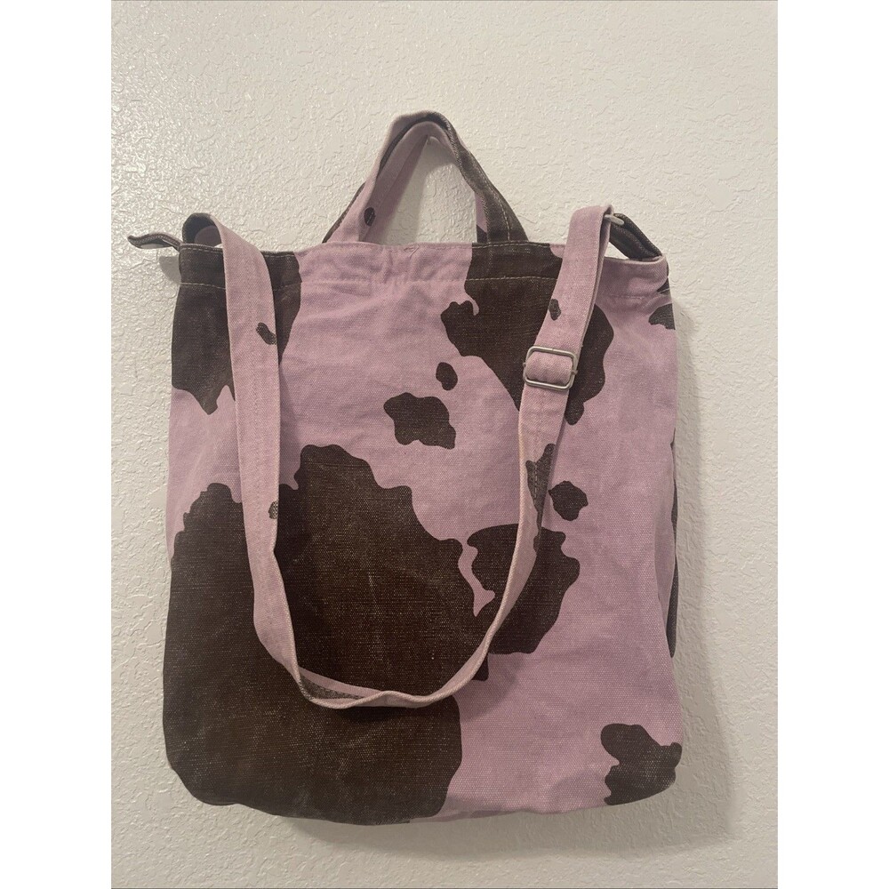 Baggu Cow Print Duck Canvas Bag Work School Tote Lagen Boho Brown Multi